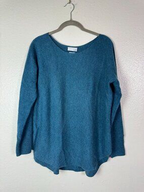 14th & Union Womens 100% Cashmere Sweater Petite Teal Long‎ Sleeve Size Medium